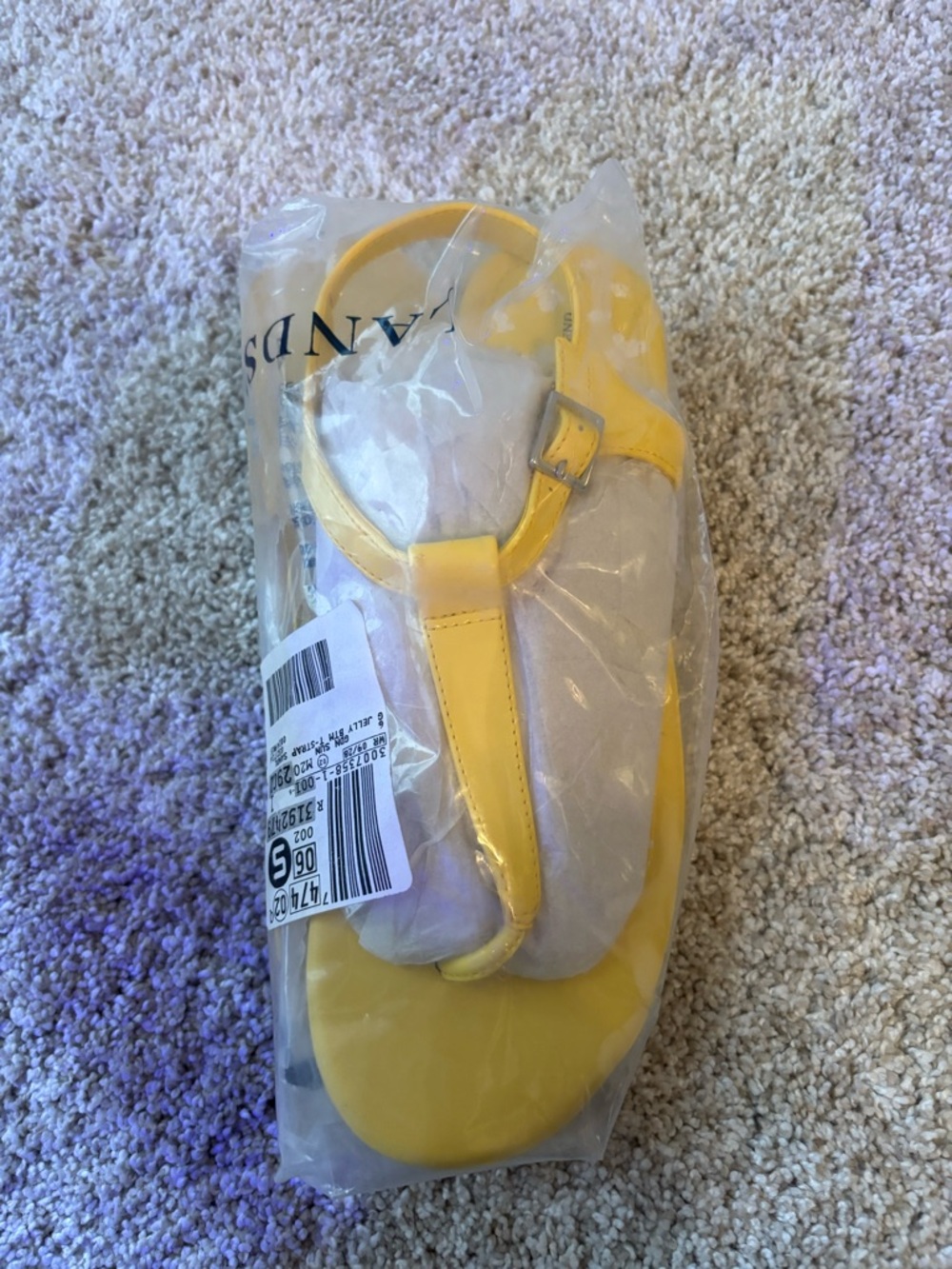 Lands' End Girls' Bright Yellow T-Strap Sandals